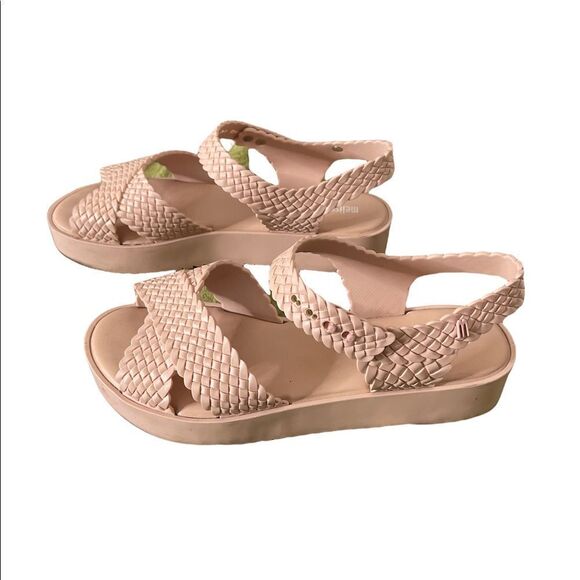 Melissa X Salinas Hotness Flatform Platforms Double Woven Strap Sandals - Picture 5 of 7